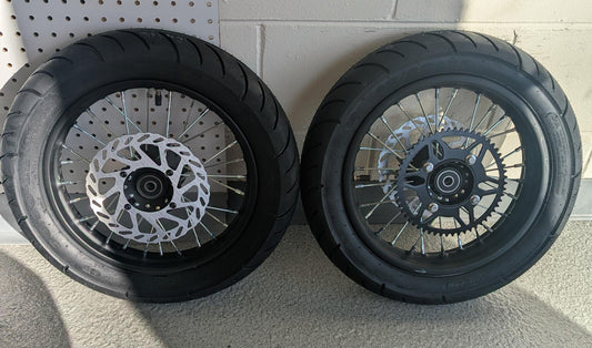 12" street tires (front and back) with rotors & sprocket pre installed